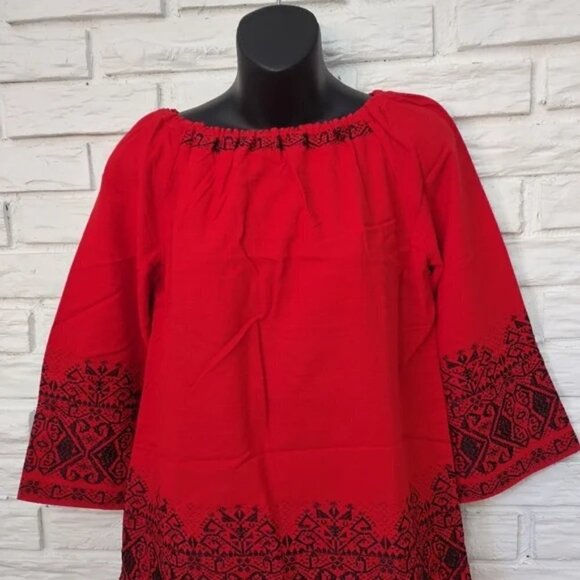 EL GRECO Red Embroidered Dress Size 1 NWOT - Picture 5 of 11